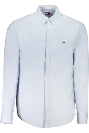 Tommy Hilfiger Koszule, Mężczyzna, Niebieski, XL, Niebieska Koszula z Długim Rękawem i Kołnierzykiem z Guzikami