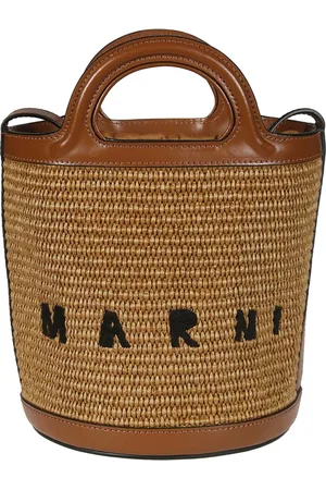 Marni Torebki, Kobieta, brązowy, ONE SIZE, Tropicalia Mini Bucket Raffia Torba na ramię