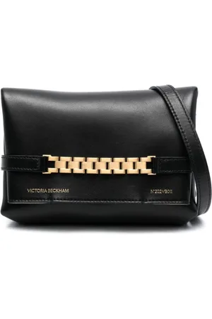 Victoria Beckham Torebki, Kobieta, Czarny, ONE SIZE, Czarna Skórzana Torba na Ramię z Detalami na Łańcuchu