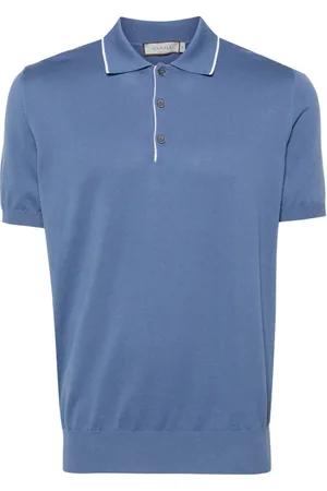 CANALI Koszulki, Mężczyzna, Niebieski, 5XL, Klasyczna koszulka polo z bawełny z Włoch