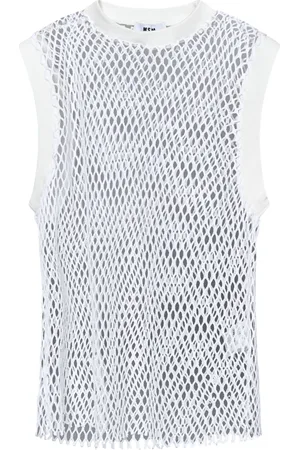 Msgm Koszulki, Kobieta, Biały, XS, Biała Siatkowa Koszulka