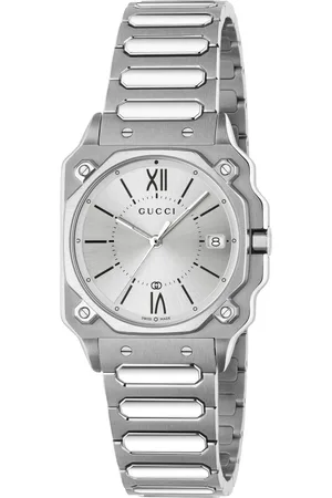 Gucci Akcesoria, Kobieta, Szary, ONE SIZE, Ya 166504 - G-Flat 30mm stalowa obudowa