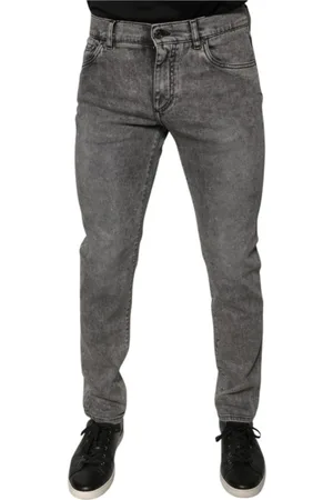 Dolce & Gabbana Jeansy, Mężczyzna, Szary, M, Szare Acid Wash Skinny Jeansy