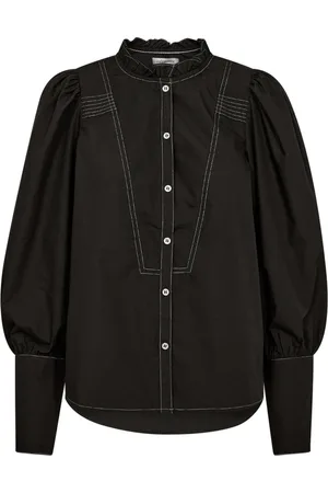 Co`Couture Bluzki, Kobieta, Czarny, L, Bluza z kontrastowymi szwami kołnierza