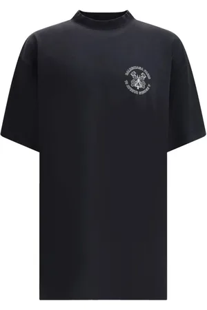 Balenciaga Koszulki, Mężczyzna, Czarny, L, Len, Czarna Wash Logo Avenue T-shirt