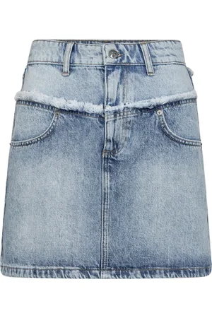 Co`Couture Spódnice, Kobieta, Niebieski, XS, Jeansyowa Spódnica z Poszarpanym Brzegiem