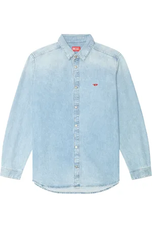 Diesel Koszule, Mężczyzna, Niebieski, L, Denim, Koszula z dżinsu