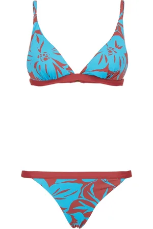 Gallo Stroje kąpielowe, Kobieta, Wielobarwność, M, Jasnoniebieski bikini żeglarski dla kobiet z kwiatowym wzorem