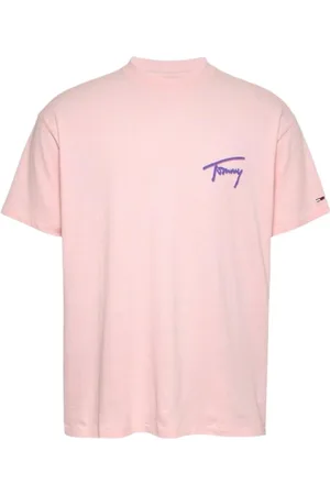 Tommy Hilfiger Koszulki, Mężczyzna, Różowy, M, Pastelowy Różowy T-shirt z Grafiką