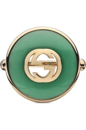 Gucci Akcesoria, Kobieta, Zielony, 51 MM, Pierścień z różowego złota, zielonej agaty i diamentu