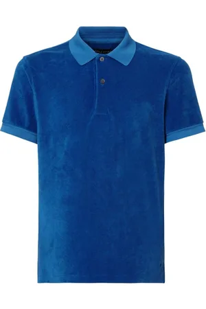 Tom Ford Koszulki, Mężczyzna, Niebieski, M, Bawełna, Niebieski Polo z Frotte