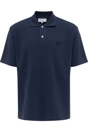 Maison Kitsuné Koszulki, Mężczyzna, Niebieski, L, Polo Shirt with Fox Head Patch