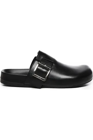 Loewe Buty, Mężczyzna, Czarny, 44 EU, Czarne skórzane klapki sandały