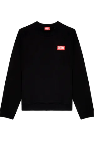 Diesel Bluzy, Mężczyzna, Czarny, XL, Bawełna, Oversize`owa bluza z naszywką z logo
