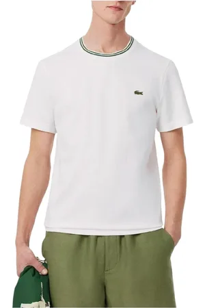Lacoste Koszulki, Mężczyzna, Biały, M, Biała Klasyczna Koszulka z Zielonymi Szczegółami
