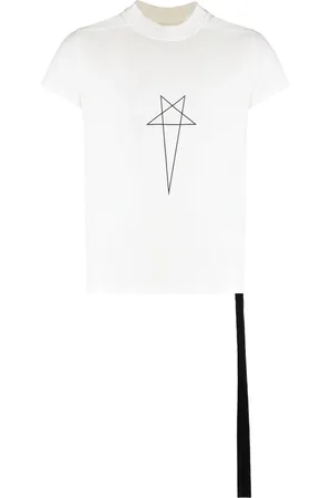 Rick Owens Koszulki, Mężczyzna, Biały, XL, Żakardowy bawełniany T-shirt z okrągłym dekoltem