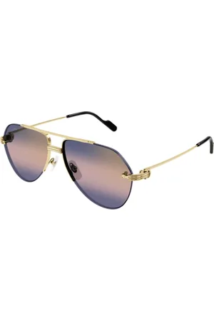 Cartier Akcesoria, unisex, Żółty, L, Złote Okulary Aviator z Potrójnym Gradientem