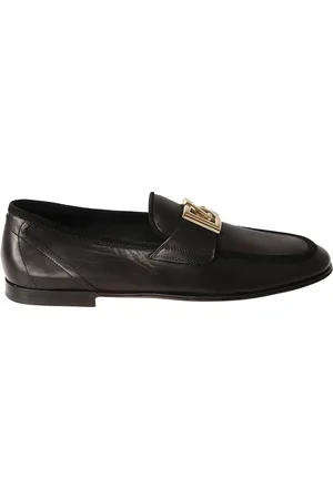 Dolce & Gabbana Buty, Mężczyzna, Czarny, 40 EU, Czarne płaskie buty z odwracalnym piórem