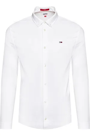 Tommy Hilfiger Koszule, Mężczyzna, Biały, L, Biała Koszula Slim Fit z Długim Rękawem