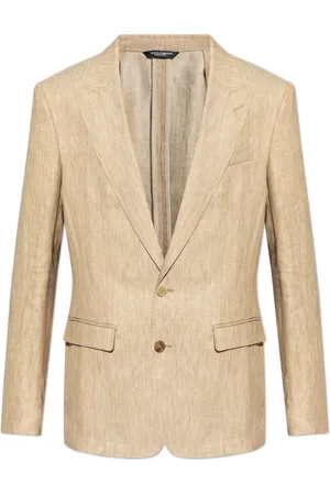 Dolce & Gabbana Kurtki, Mężczyzna, Beżowy, L, Len, Lniana marynarka