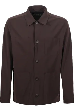 HERNO Koszule, Mężczyzna, brązowy, 2XL, Brązowy Płaszcz z Guzikami i Kieszeniami