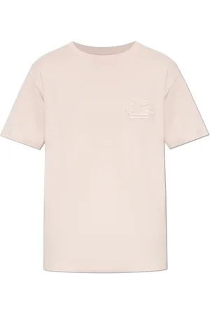 Etro Koszulki, Mężczyzna, Różowy, XL, Bawełna, Bawełniany T-shirt z haftowanym logo