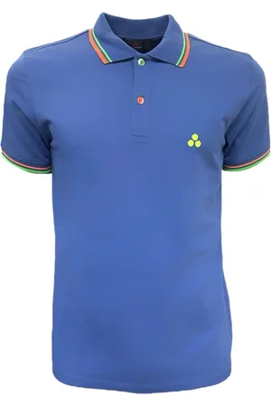 Peuterey Koszulki, Mężczyzna, Niebieski, L, Bawełna, Fluo Logo Koszulka Polo Bawełna