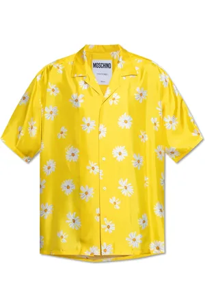 Moschino Koszule, Mężczyzna, Żółty, M, Jedwabna sukienka