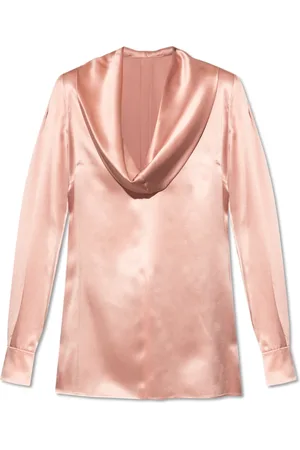 Dolce & Gabbana Bluzki, Kobieta, Różowy, M, Jedwabny top z lejącym się dekoltem