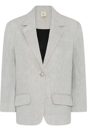 Heartmade Kurtki, Kobieta, Szary, L, Wełna, Oversized Blazer z Klasycznym Kołnierzem
