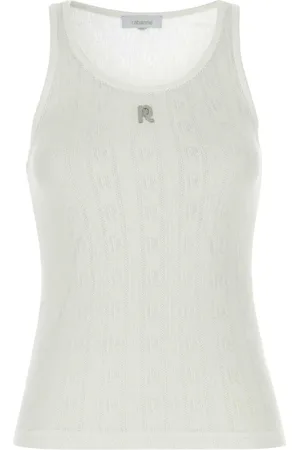 Paco rabanne Koszulki, Kobieta, Biały, XS, Biała Bawełniana Koszulka
