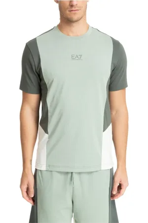 EA7 Koszulki, Mężczyzna, Zielony, M, Wielokolorowy T-shirt z logo