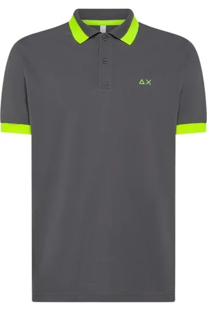 sun68 Koszulki, Mężczyzna, Szary, L, Bawełna, Szara Polo Big Stripe Fluo