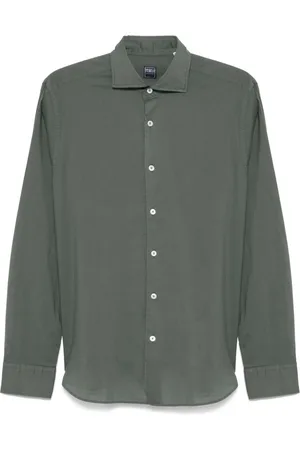 FEDELI Koszule, Mężczyzna, Zielony, 3XL, Koszula z bawełny elastycznej