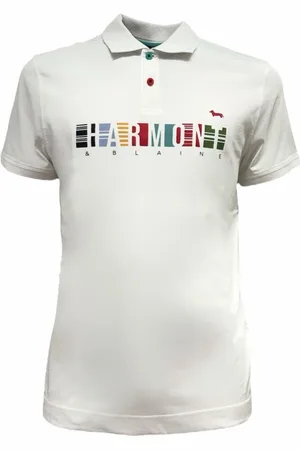 HARMONT&BLAINE Koszulki, Mężczyzna, Biały, XS, Bawełna, Biały Polo Z Wielukolorowym Logo - XXL