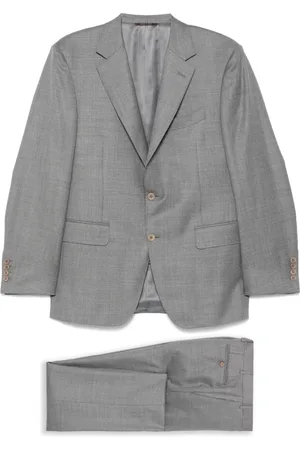 CANALI Garnitury, Mężczyzna, Szary, 2XL, Klasyczny wełniany garnitur
