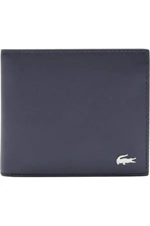 Lacoste Akcesoria, Kobieta, Niebieski, ONE SIZE, Skóra, Slim Billfold Portfel Krokodyle Skóra