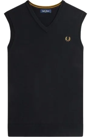 Fred Perry Swetry, Mężczyzna, Czarny, L, Sweter bez Rękawów
