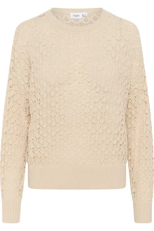 Saint Tropez Swetry, Kobieta, Beżowy, L, Bawełna, Sweter Karlinasz Pullover z Pięknym Wzorem