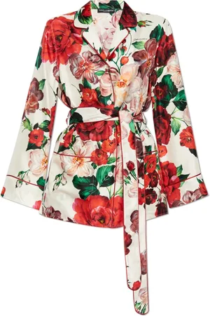 Dolce & Gabbana Bluzki, Kobieta, Czerwony, S, Len, Jedwabna koszula