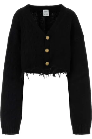 Vetements Swetry, Kobieta, Czarny, M, Czarny Kardigan Z Alpaki Sweter