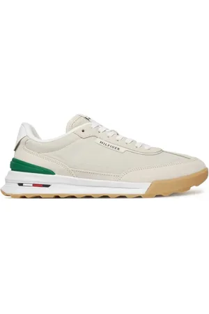 Tommy Hilfiger Buty, Mężczyzna, Beżowy, 45 EU, Zamsz, Beżowe Skórzane Sneakersy - Naszywka Logo