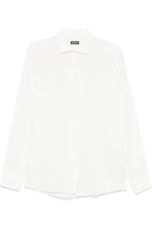 Ermenegildo Zegna Koszule, Mężczyzna, Biały, 2XL, Koszula lniana Made in Italy