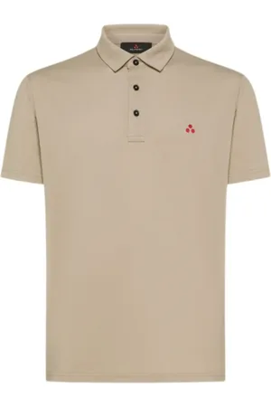 Peuterey Koszulki, Mężczyzna, brązowy, S, Poliester, Beżowy Polo z Logo