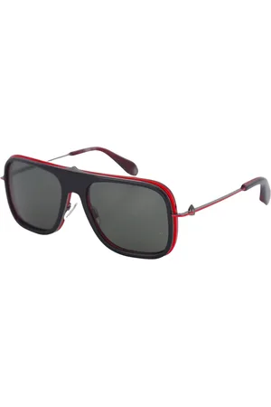 Christian Louboutin Akcesoria, unisex, Czarny, L, Okulary przeciwsłoneczne Aviator w czarno-czerwonym