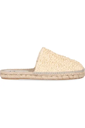MANEBI Buty, Kobieta, Beżowy, 36 EU, Raffia Okrągły Nosek Gumowe Mokasyny