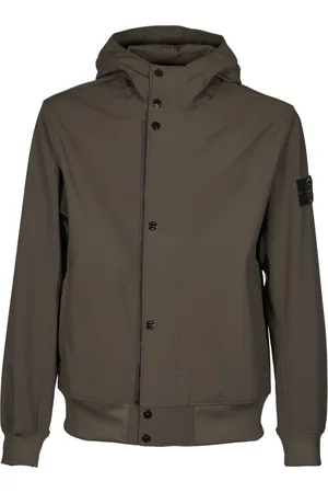 Stone Island Kurtki, Mężczyzna, Zielony, S, Zielony Techniczny Płaszcz Trójwarstwowy
