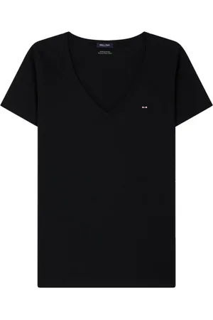 Eden Park Koszulki, Mężczyzna, Czarny, XS, Niebieski T-shirt z bawełny z dekoltem w serek