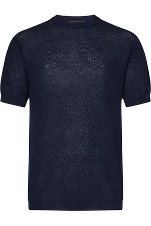LOW BRAND Koszulki, Mężczyzna, Niebieski, XL, Bawełna, Niebieski T-shirt z dekoltem typu crewneck
