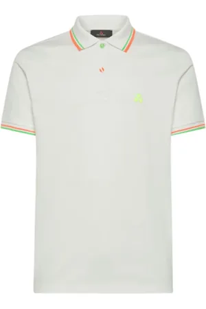 Peuterey Koszulki, Mężczyzna, Biały, XL, Bawełna, Biały Polo z Logo Fluo